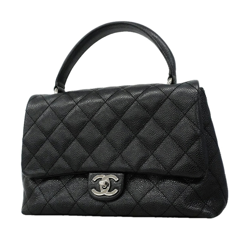Chanel Matelassé handbag, caviar leather, black, women's.